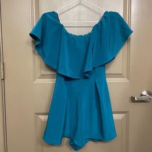 Blue/Teal over the shoulder Romper